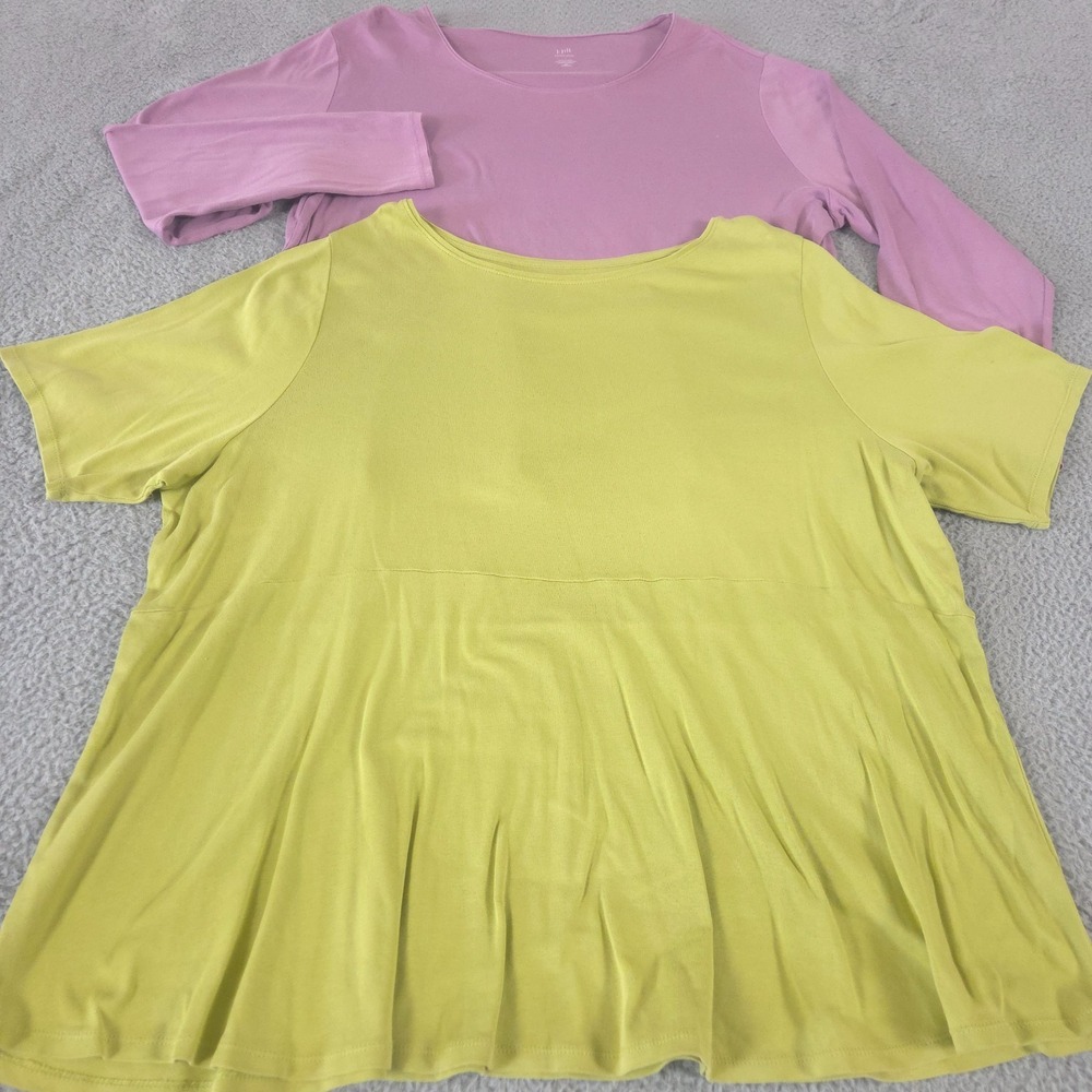 LOT OF 2 J Jill Top Womens 3X Perfect Pima Shirttail Tee Tunic Shirt Casual‎
